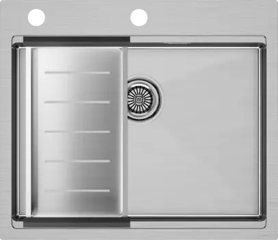 Мойка кухонная Paulmark Kroner-Pro PM705951-BS+A405-BS с коландером, брашированная нержавеющая сталь