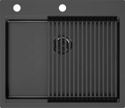 Мойка кухонная Paulmark Kroner-Pro + Pro PM705951-GM+R405-GM вороненая сталь