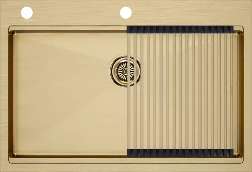 Мойка кухонная Paulmark Kroner-Pro + Pro PM707551-BG+R405-BG брашированное золото
