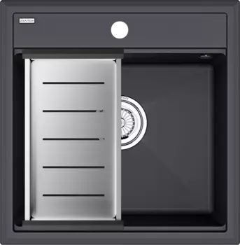 Мойка кухонная Paulmark Stepia PM115051-AN+A375-BS с коландером, антрацит