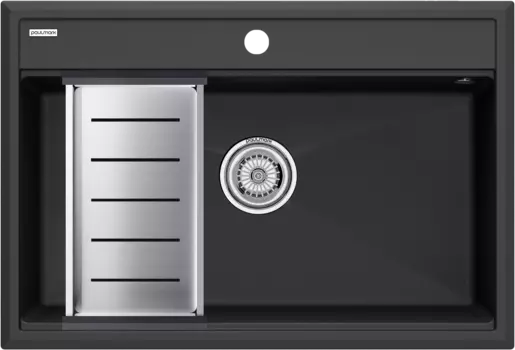 Мойка кухонная Paulmark Stepia PM117551-AN+A375-BS с коландером, антрацит