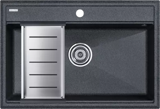 Мойка кухонная Paulmark Stepia PM117551-DG+A375-BS с коландером, графит