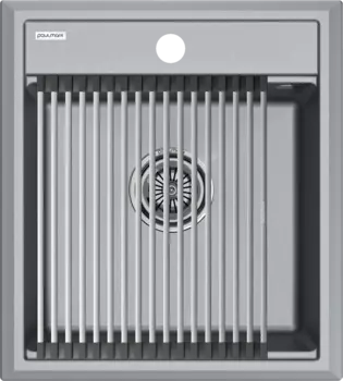Мойка кухонная Paulmark Stepia + Step PM114651-GRM+R375-BS серый металлик