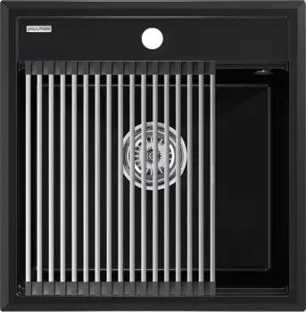 Мойка кухонная Paulmark Stepia + Step PM115051-BLM+R375-BS черный металлик