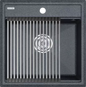 Мойка кухонная Paulmark Stepia + Step PM115051-DG+R375-BS графит
