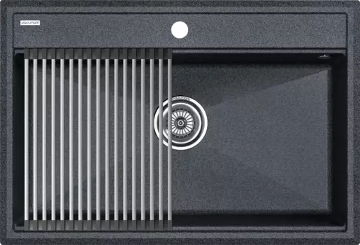 Мойка кухонная Paulmark Stepia + Step PM117551-DG+R375-BS графит