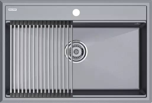 Мойка кухонная Paulmark Stepia + Step PM117551-GRM+R375-BS серый металлик