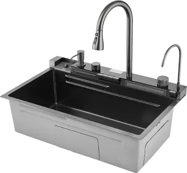 Мойка кухонная с водопадом Savol графит
