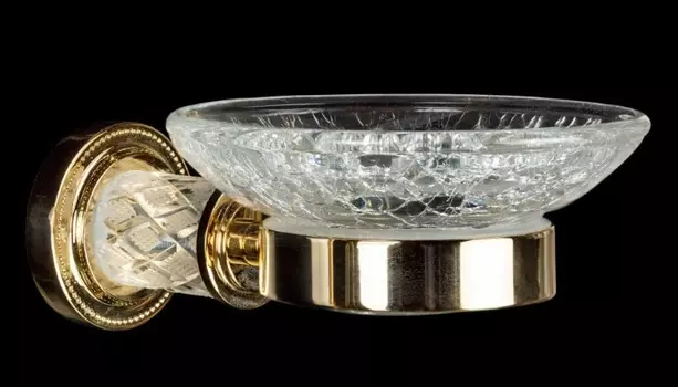 Мыльница Boheme Murano crystal золотая глянцевая