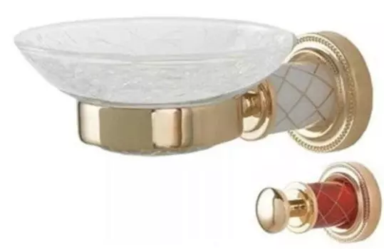 Мыльница настенная Boheme Murano золото с красным