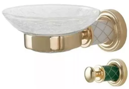 Мыльница настенная Boheme Murano золото с зеленым