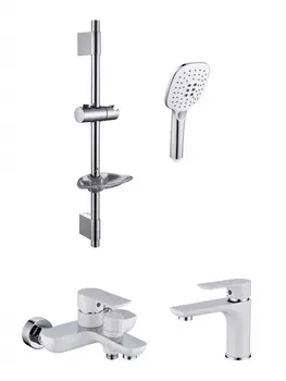 Набор для ванны 3 в 1 Grocenberg GB1009 Белый хром