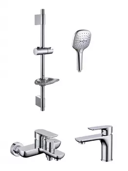 Набор для ванны 3 в 1 Grocenberg GB1009 Хром