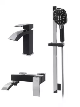 Набор для ванны 3 в 1 Hansberge CUBITO H7077 Черный хром