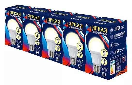 Набор светодиодных ламп Uniel E27 10W 3000K матовая LED-A60 10W/WW/E27/FR PLP01WH UL-00008087