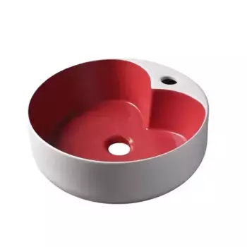 Накладная раковина Gid 40 N9013LS белая с красным