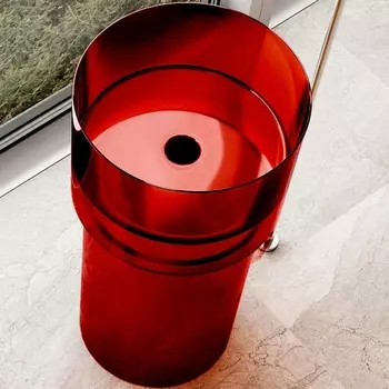 Раковина напольная прозрачная Abber Kristall 45х45 AT2701Rubin красный