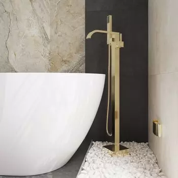 Напольный смеситель для ванны с душем STWORKI Эстерсунд S31080GG С ВНУТРЕННЕЙ ЧАСТЬЮ, глянцевое золото