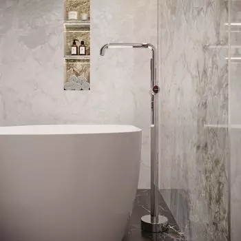 Напольный смеситель для ванны с душем STWORKI Лунд S25080CR С ВНУТРЕННЕЙ ЧАСТЬЮ, хром