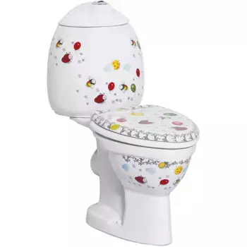 Напольный унитаз Creavit Cocuk белый с декором с сиденьем и бачком