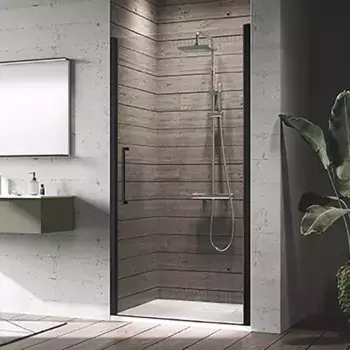 NOVELLINI YOUNG Дверь для душа 980-1020х2000 мм., распашная, одностворчатая, реверсивная, открывание внутрь и наружу, профиль черный мат, стекло прозр