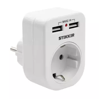 Переходник сетевой с 2хUSB Stekker 1гн с/з ADP16-24-20 39626