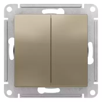 Переключатель 2-клавишный перекрестный, 2 x сх. 7, 10АХ Systeme Electric AtlasDesign Шампань ATN000573