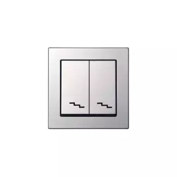 Переключатель двухклавишный Liregus серебро 28-179