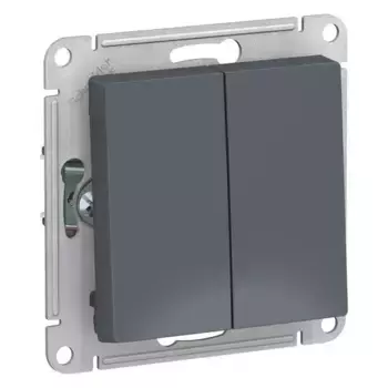Переключатель двухклавишный проходной Schneider Electric AtlasDesign 10A 250V грифель ATN000765