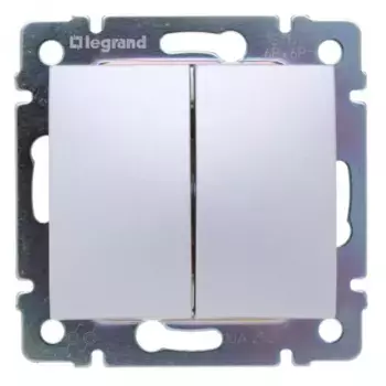 Переключатель кнопочный двухклавишный Legrand Valena алюминий 770218