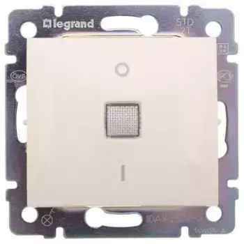 Переключатель одноклавишный двухполюсный Legrand Valena 10A 250V с подсветкой слоновая кость 774349