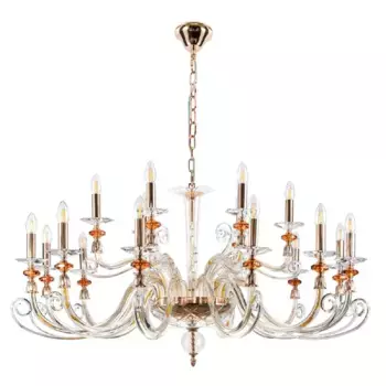 Подвесная люстра Crystal Lux Catarina SP12+6 V2 Gold/Transparent-Cognac