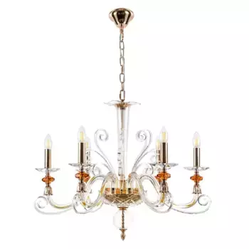 Подвесная люстра Crystal Lux Catarina SP6 V2 Gold/Transparent-Cognac