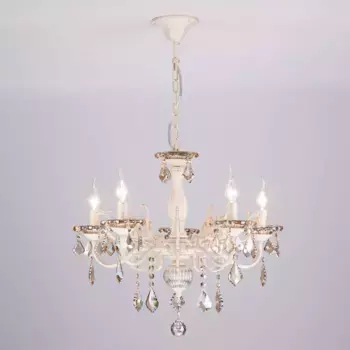 Подвесная люстра Eurosvet 3281/5 белый с золотом/тонированный хрусталь Strotskis