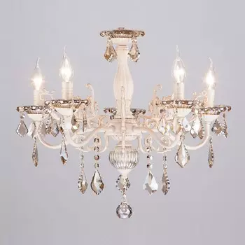 Подвесная люстра Eurosvet Elisha 3281/5 белый с золотом/тонированный хрусталь Strotskis