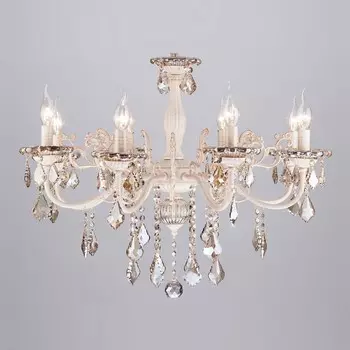 Подвесная люстра Eurosvet Elisha 3281/8 белый с золотом/тонированный хрусталь Strotskis