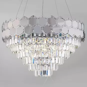 Подвесной светильник Eurosvet Ariana 10124/8 хром/прозрачный хрусталь Strotskis Smart