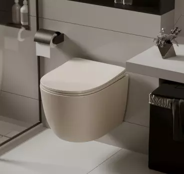 Подвесной унитаз Abber Bequem бежевый матовый с сиденьем микролифт