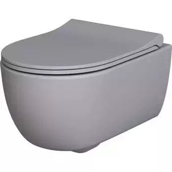 Подвесной унитаз Ambassador Abner серый матовый с сиденьем микролифт
