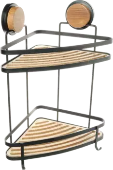 Полка-корзина угловая двухэтажная Fixsen Magic Wood 27.5 черный, светлое дерево