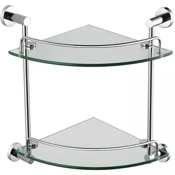 Полка стеклянная двойная Melana угловая хром