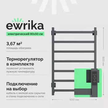 Полотенцесушитель электрический EWRIKA Пенелопа КВ7 80х50, графит