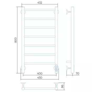 Полотенцесушитель электрический Larusso Джаз КС 40х80 белый матовый