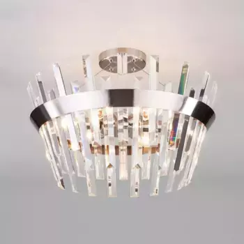 Потолочная люстра Eurosvet Steccato 10111/5 сатин-никель/прозрачный хрусталь Strotskis