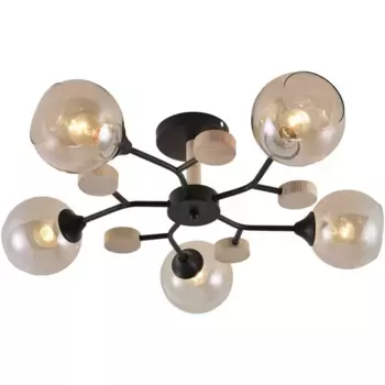 Потолочная люстра Reluce 01501-0.3-05 BK+WOOD