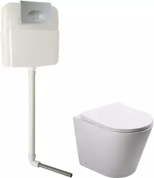 Приставной унитаз SantiLine белый с сиденьем микролифт и смывным бачком скрытого монтажа