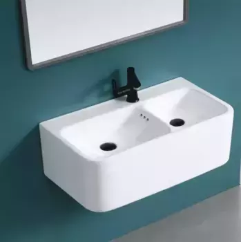 Раковина двойная подвесная Ceramalux 75х40 A1007 белый