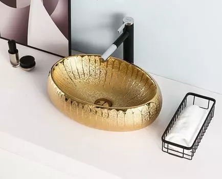 Накладная раковина Gid 48 9030g золотая