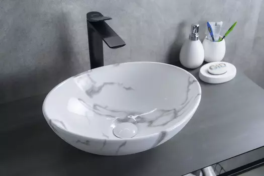 Накладная раковина Gid 41 Mnc138C белая под мрамор