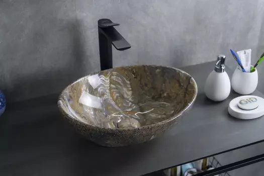 Накладная раковина Gid 41 Mnc138T коричневая под камень